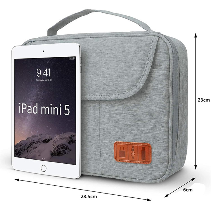 Органайзер для кабелів - сумка-організатор для аксесуарів електроніки, чохол для подорожей (28.5 x 23 x 6 см), сірий