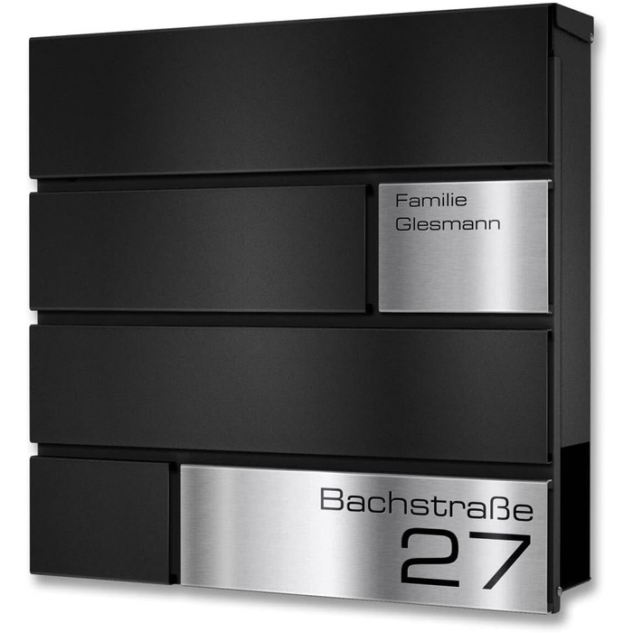 Поштова скринька Metzler G антрацит RAL 7016, з гравіюванням та табличкою з нержавіючої сталі, настінний монтаж, 37x37x10.5 см