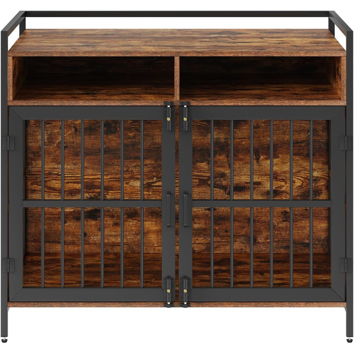 Клітка для собак VEVOR 1041x599x919 мм з міцного вуглецевої сталі та П2 ДСП, вінтажний дизайн, з подвійними дверима, чорна