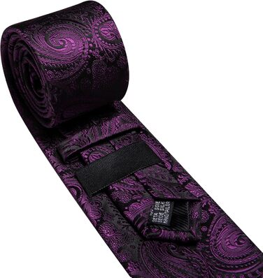 Набір краваток з кишеньковим хустинкою та краватною застібкою Barry.Wang: Шовкова краватка, манжетні кнопки, для вечірок, ділових зустрічей та весілля (фіолетовий)