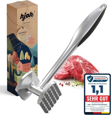 Преміум Fleischklopfer (м'ясорубка) з цинкової сплави з матовим хромом - для відбивання шніцелів та м'яса, придатний для миття в посудомийній машині. Ідеальний подарунок для кулінарії.