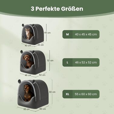 Будка для собак EUGAD, 45x40x45 см, з плюшевою подушкою, 2-в-1, для маленьких собак, тепла, для вулиці, зимостійка