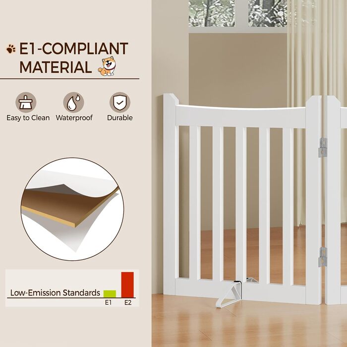 Захисне огорожа для собак Yaheetech, 60,5 x 151,5 см, 3 панелі, біла