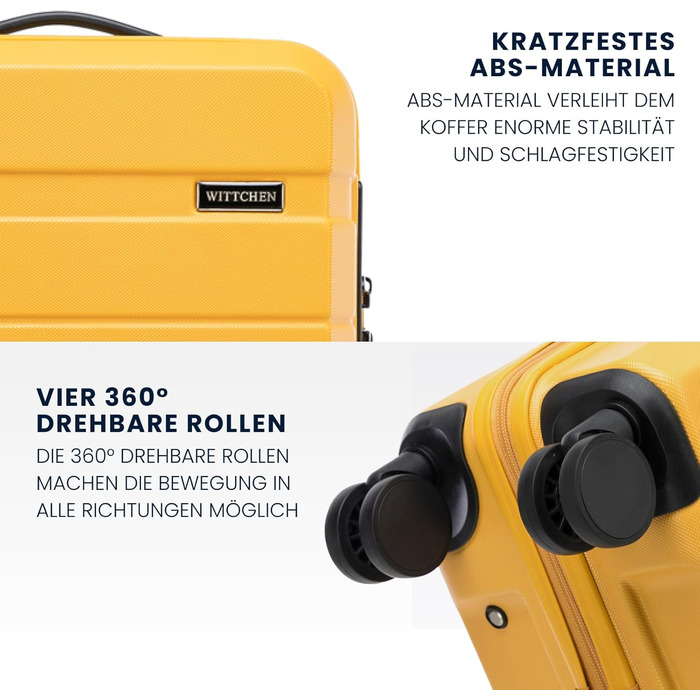 Набір валіз WITTCHEN COMODO Line: 4 шт. з ABS, телескопічний ручка, TSA-замок, 4 колеса, жовтий
