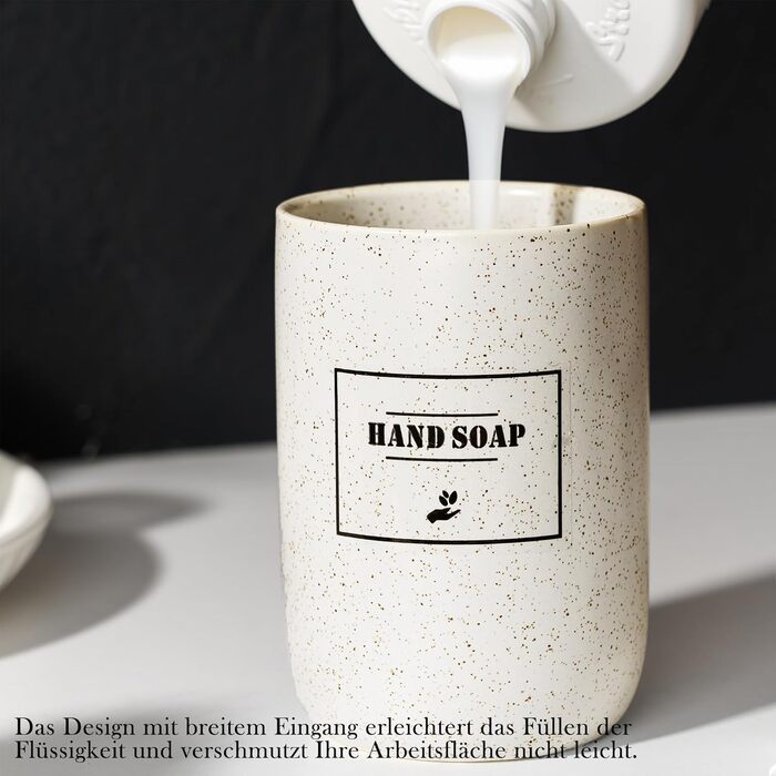 Дозатор для миючого засобу та рідкого мила GIRLUFO, 350 мл, бежевий, з великим насосом. Наповнюваний дозатор для ванної кімнати та кухні. Легкий у використанні.