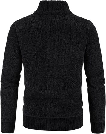 Чоловіча в'язана куртка-кардиган на осінь, з кишенями та блискавкою, флісова куртка, куртка для активного відпочинку, без капюшона, в'язана спортивна куртка, зручна, тепла куртка на зиму (XL, Чорний)