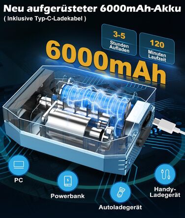 Портативна душова кабіна WADEO з акумулятором, помпою та підсвічуванням, 120 хвилин роботи, LED-ліхтар, мобільний душ-сет з 2м шлангом, душовою насадкою, тримачем та відром для саду, миття автомобіля, домашніх тварин, пляжу, подорожей (Блакитний, з відром