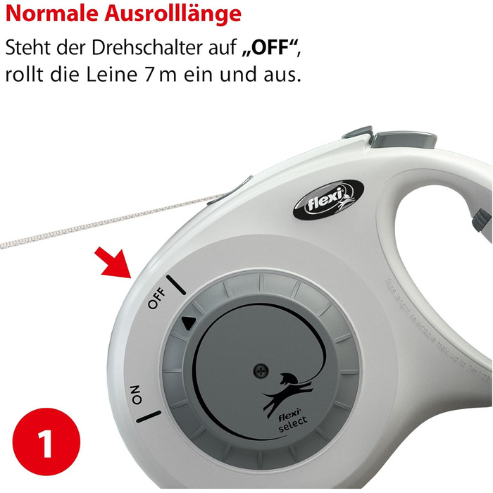 Flexi Select повід для собак, 7 м, чорний, регулювання 0-7 м, до 25 кг (світло-сірий, Medium)