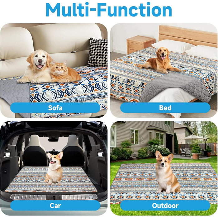 Водонепроникний двосторонній плед для собак, Boho-дизайн, захист дивану, 178 x 76 см