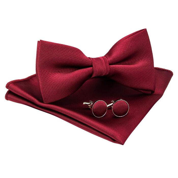 Набір краватки, нагрудного хустинки та краваткових затискачів JEMYGINS для чоловіків, бордовий