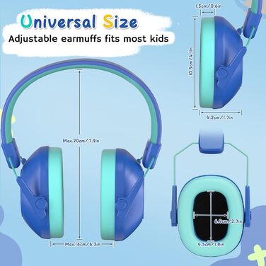 Навушники для захисту від шуму для дітей, придатні для дітей з аутизмом, пасивний захист вух для учнів початкової школи, регульовані навушники для концертів (блакитні)