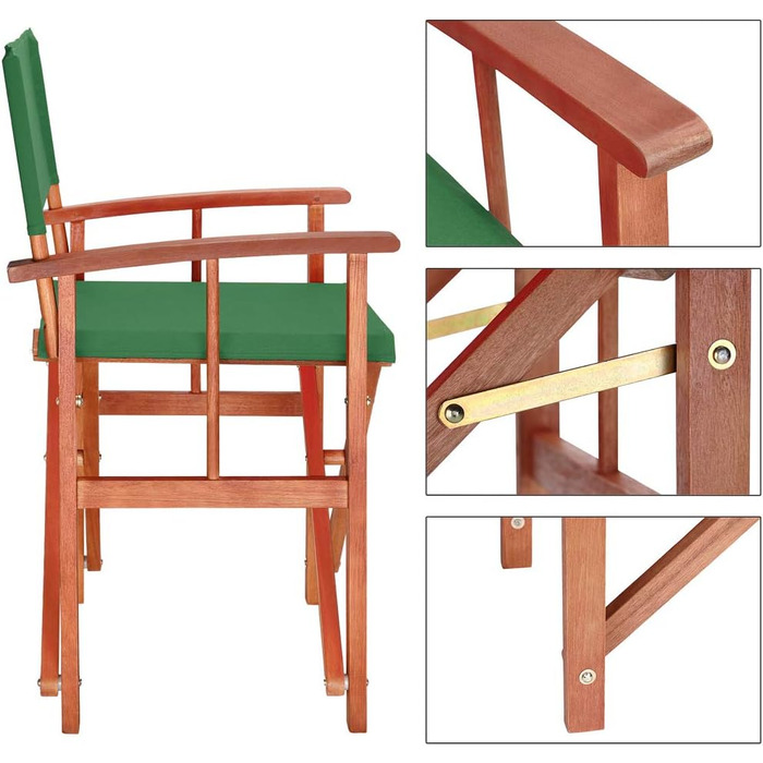 Casaria® Garden Chairs 2-Piece Set Wood Folding Weatherproof 320kg Load Capacity Armrests Cover Folding Chair Cannes FSC® Eucalyptus Garden Balcony Camping (2x, Green)