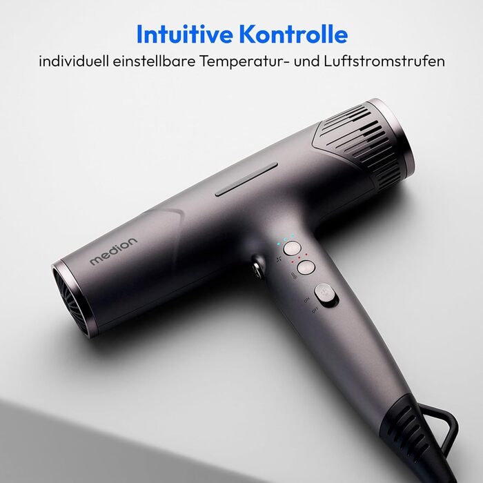 MEDION Haarföhn з іонізацією та дифузором HD2: потужний, тихий, з іонізацією, 1500 Вт, чорний