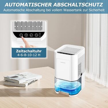 Electric Dehumidifier, 1200ml Room Dehumidifier for Home, Small Dehumidifier with Automatic Defrosting for Basements and Bathrooms, 7 Colors Light Dehumidifier with Timer - Against Moisture, Night Mode