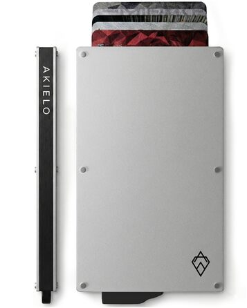 Кластинка для карток з RFID захистом та подарунковою коробкою – Мінімалістичний гаманець для чоловіків – Компактний картхолдер з безконтактним захистом (Alpha Collection) 05. Срібний випуск