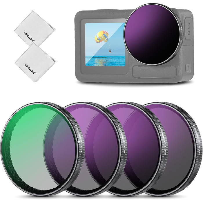 Набір фільтрів ND NEEWER для DJI Osmo Action 3/4/5 Pro (6 шт.) – ND8, ND16, ND32, ND64, ND1000, CPL, HD скло
