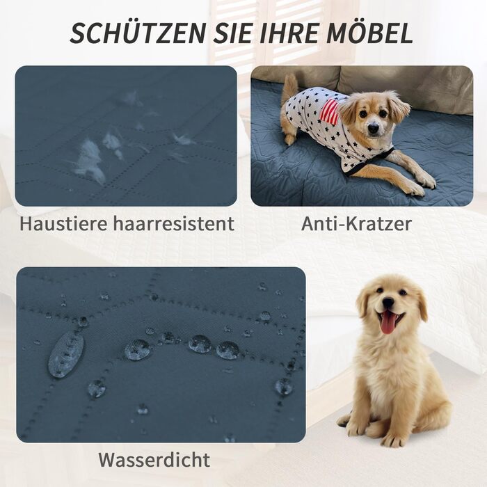 Водонепроникний килимок для собак - міцний килимок 173*203 см для активного відпочинку на вулиці. Машинне прання, двосторонній килимок для собак та котів (Темно-синій + Світло-синій, 132x203 см)