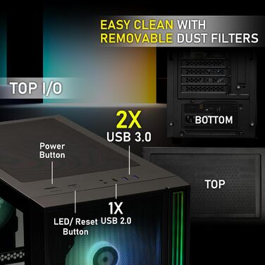 Корпус ПК Mid Tower BITFENIX Fang ARGB (Чорний)