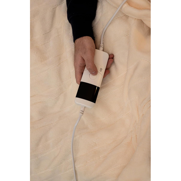 Електрична ковдра Marco Paul, тепла ковдра з підігрівом, флісова ковдра, для терапії спини, на софу (сірий фліс), кремовий колір