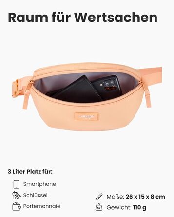 Сумка на пояс LARKSON для жінок та чоловіків м'ятного кольору - Finn. Стильна поясна сумка для спорту, активного відпочинку, міста, фестивалів. Сумка через тіло з ремінцем, водонепроникна (персиковий)