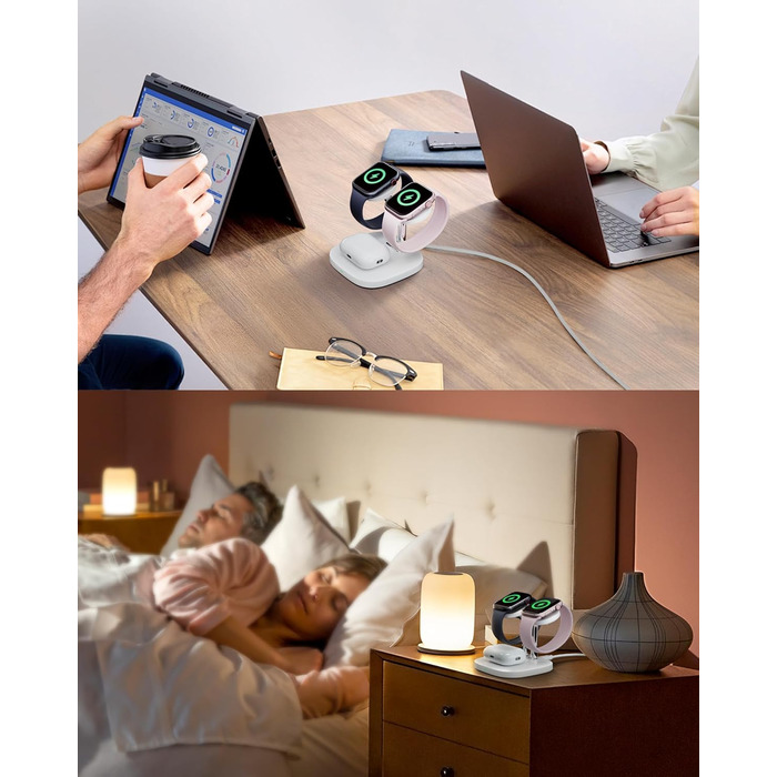 Зарядна станція SwanScout для Apple Watch 10 та AirPods Pro (704A, 3.3W, біла)