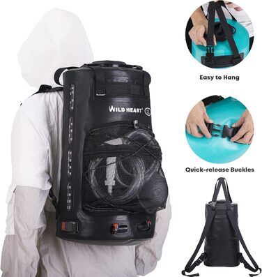 WILD HEAT Camping Shower 12L 22L Portable Shower for Camping with Foot Pump and Shower Bag Backpack