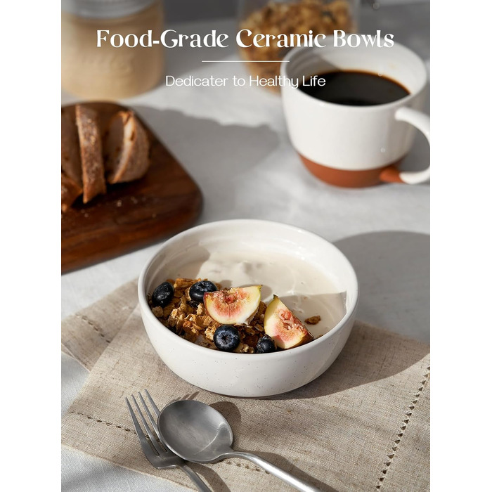 Набір мисок DOWAN для мюслі, супів та салатів, 6 шт, 680 мл (білий та коричневий)