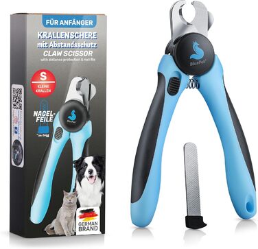 Ножиці для обрізання кігтів BluePet Profi Krallenschere для собак та котів - професійні, міцні, з напилком у ручці, для дрібних тварин, блакитні