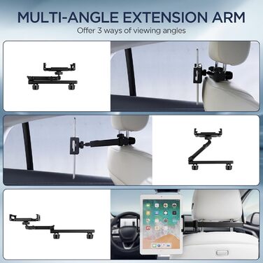 Утримувач для планшета Romon у автомобіль, кріплення до підголівника, універсальний, 360° обертання, для смартфонів та планшетів 4.7-13 дюймів