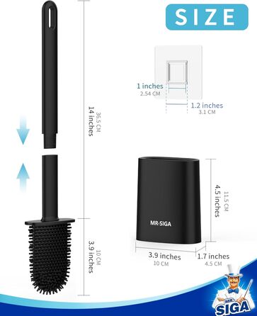Набір для чищення унітазу Mr.SlGA з тримачем, настінний, компактний, білий, 2 шт. (чорний)