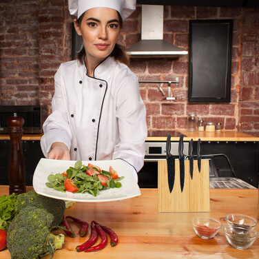 Relaxdays Magnetic Bamboo Knife Block