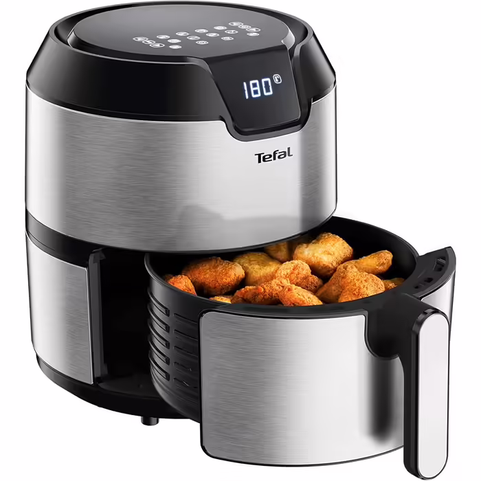 Tefal EY401D Hot Air Fryer Easy Fry Deluxe XL | Air Fryer | 1500 W | 4.2 L for 6 servings | 8 automatic programs | Digital display | energy-saving | healthy fryer without oil | stainless steel