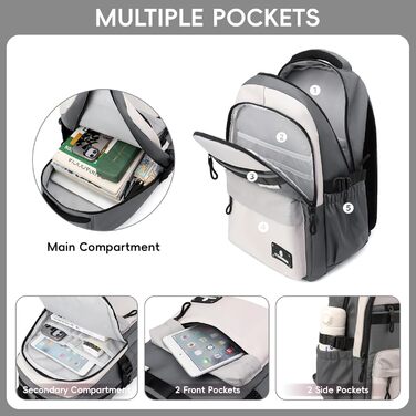 Шкільний рюкзак для підлітків, хлопчиків, 2025. Водовідштовхуючий рюкзак для старшої школи, гімназії. Підходить для ноутбука 15.6', звичайний дизайн (сірий)