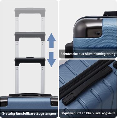 Набір валіз COOLIFE 3 в 1: Жовто-чорний дорожній набір з TSA-замком та телескопічним ручками | Rollkoffer