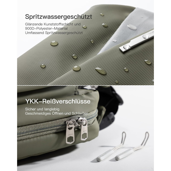 Сумка на плече Inateck, оливковий колір, водонепроникна, для чоловіків та жінок