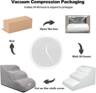 Сходинки для тварин Galatée: 3-ступеневі сходи з щільного пінополіуретану, знімний чохол на блискавці, для собак та інших домашніх тварин (Світло-коричневий)