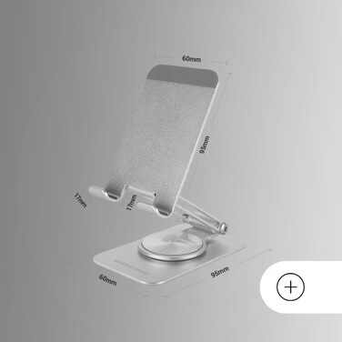 Підставка для ноутбука та планшета Mars Gaming MA-RSN, до 17 дюймів, регулювання висоти та кута нахилу, 360° обертання, сталева конструкція, неслизькі підкладки, складана портативна конструкція, сріблястий колір