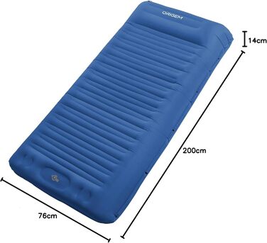 Килимок для кемпінгу Isomatte Origem, самонадувний, 14 см, ультралегкий, компактний, для подорожей, намету, гамака (блакитний)
