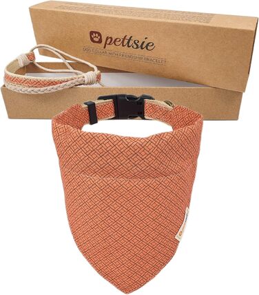 Нашийник для собак Pettsie з банданою та браслетом дружби, регульовані розміри S, M, L, знімний бандана, приваблива упаковка, для любителів собак, зелений (S 25,4-39,4cm, помаранчевий)