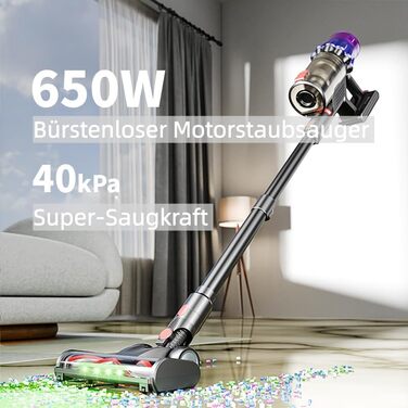 Bergexpertе Orizom: Бездротовий пилосос з автоматичним визначенням забруднення, 60 хв роботи, для килимів, твердих підлог та шерсті тварин, 550 Вт (фіолетовий)