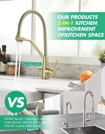 Змішувач кухонний з висувною лійкою 360°, з гальванічним покриттям 