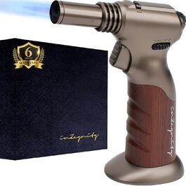 Потужний пальник Бунзена на бутані, регульований, 2-в-1 з бездротовим вимикачем для випічки, приготування їжі, барбекю та крем-брюле (сталевий коричневий)