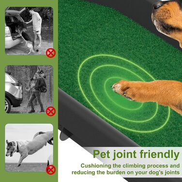 Рампа для собак NAIZY 156 см, складна, з антиковзкими килимками, для собак/кішок/домашніх тварин до 90 кг, з травою