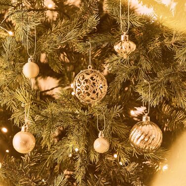 100 шт. новорічні кулі Valery Madelyn (золоті) з подарунковим набором – прикраси для ялинки