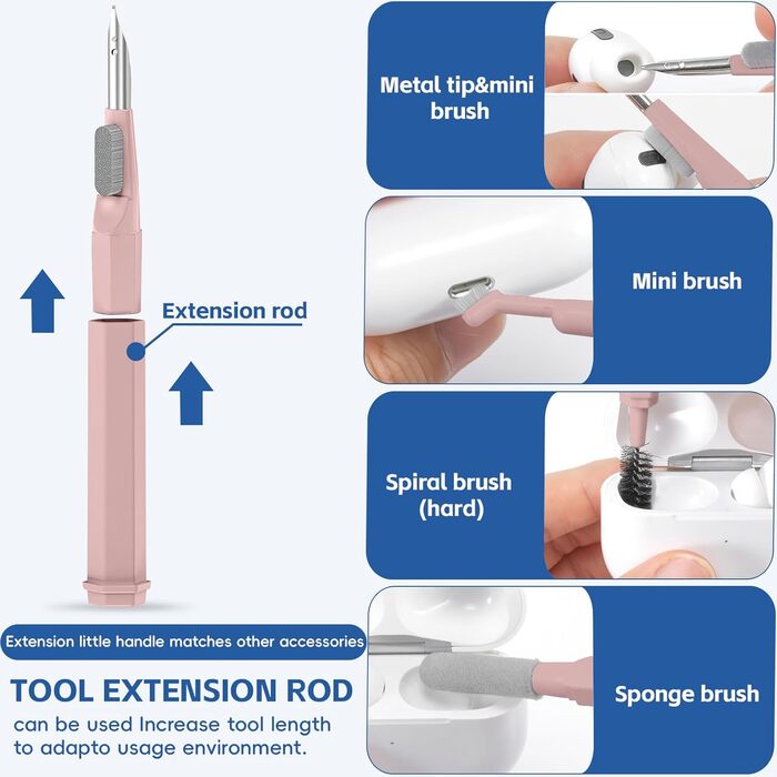 Набір для чищення екрану ноутбука 20-в-1: для MacBook, AirPods, телефону, планшета, ПК, монітора, камери (рожевий)