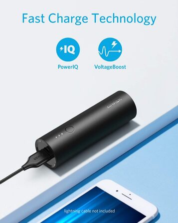 Powerbank Anker PowerCore 5000mAh: компактний акумулятор для iPhone, iPad, Galaxy та інших пристроїв (Чорний)