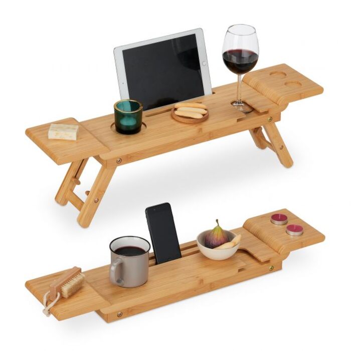 Relaxdays Bamboo Bathtub Caddy with Feet