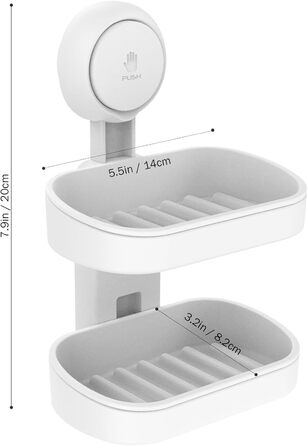 Тримач для мила LEVERLOC з піддоном, 3 кг, настінний, без свердління, з присосками, для ванної кімнати та кухні, білий, 2 рівні