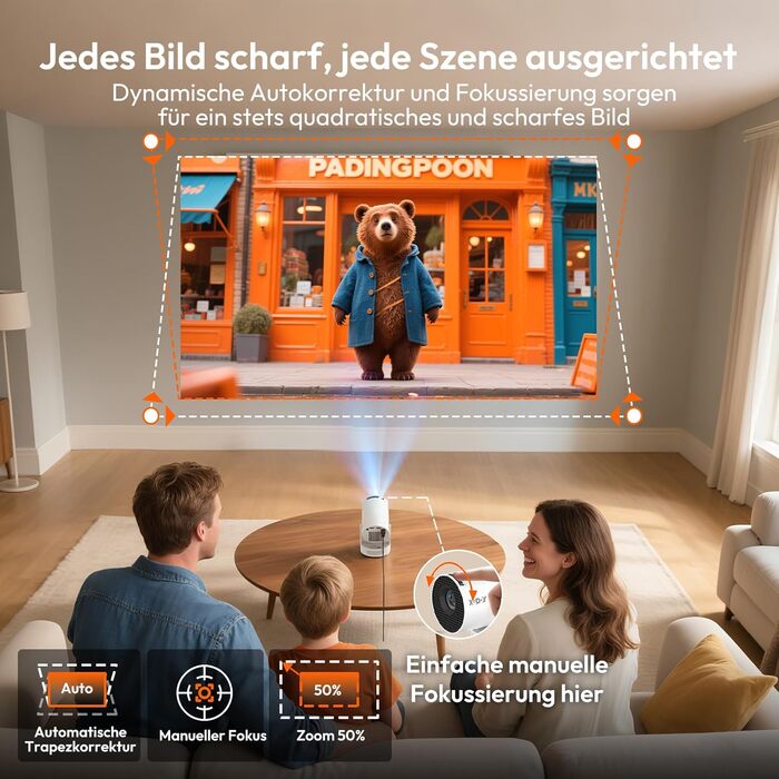 Портативний проєктор Xgody Gimbal 3: 12000 Люмен, Android 11.0, WiFi 6, Bluetooth, 720P HD (підтримка 4K)