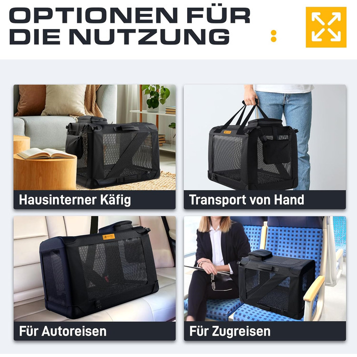 Транспортна переноска для собак та котів, складна, чорна (50x35x35 см)